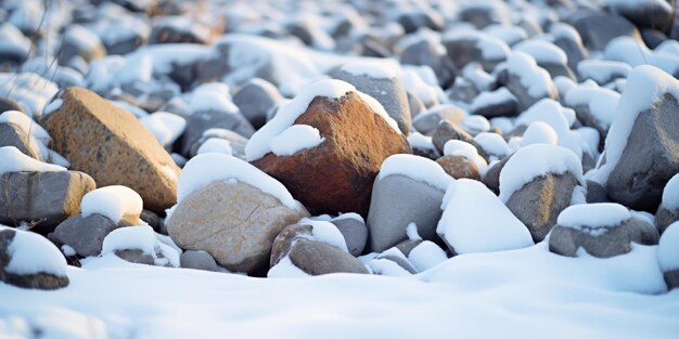 Photo snowy stones generative ai