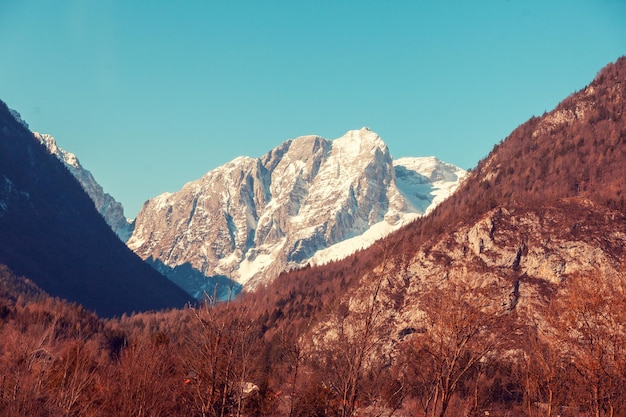 The snowy top of the mountain. Triglav National Park (Triglavski Narodni Park), Slovenia, Europe