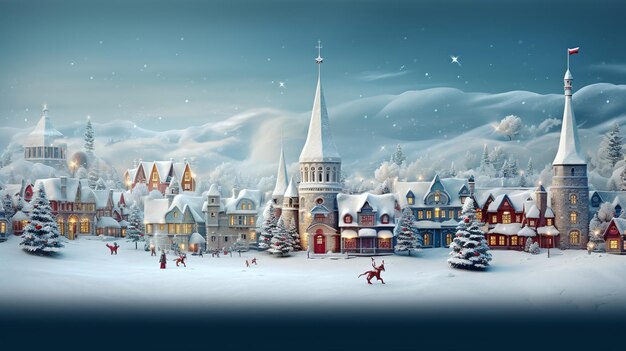 Photo snowy town fairy tale christmas