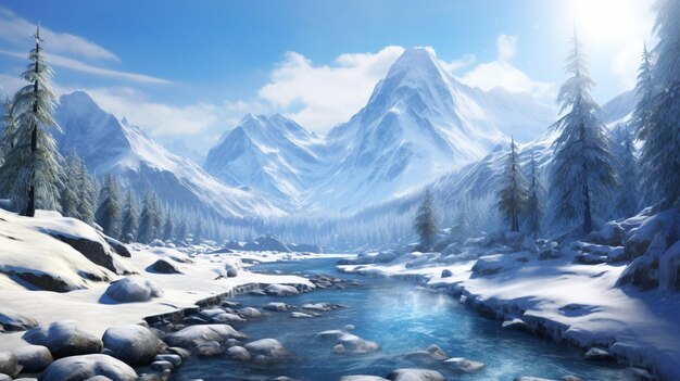 Photo snowy valley background