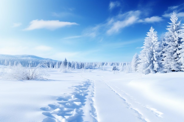 Snowy Winter Background with Copy Space