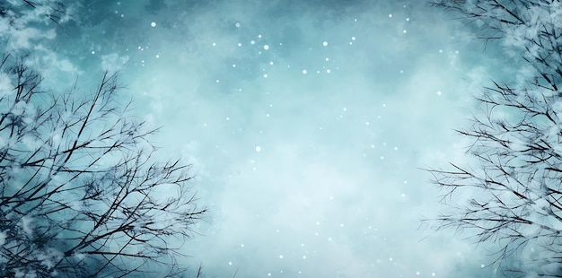 Photo snowy winter christmas background with pine trees snowy winter scenes naturalistic backgrounds
