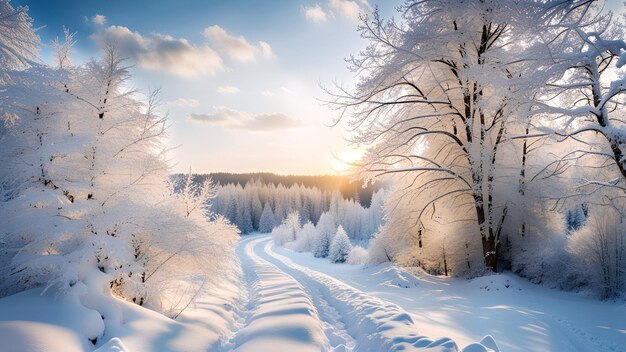 Snowy winter day landscape