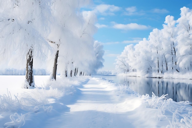 写真 雪に覆われた冬の風景、クリスマスの写真