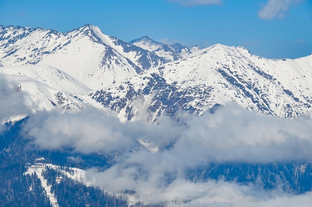 Snowy winter landscape of a ski resortpanoramic view