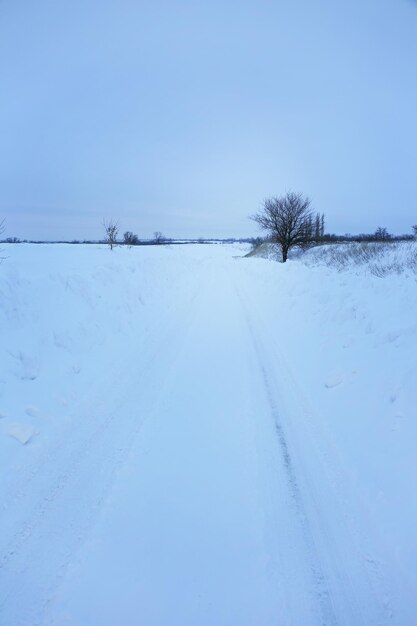 Snowy winter road outdoor