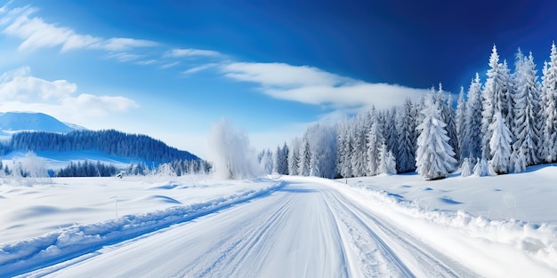 Snowy winter road