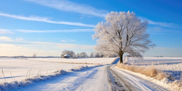 Snowy winter road