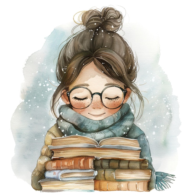 Уютный читатель, охваченный теплотой историй в снежный день Всемирный день книги