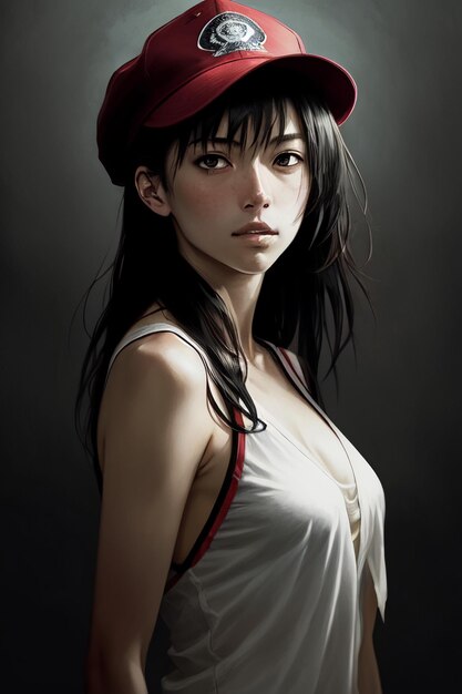So Cool knappe cartoon meisje met wallpaper achtergrond illustraties mooie figuur met hoed