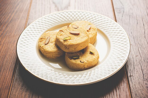 Soan Papdi or Son roll or Patisa, popular sweet from India