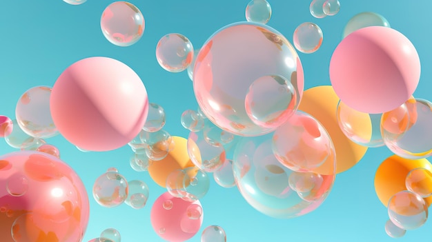 Soap balls in pastel colors Generative AI