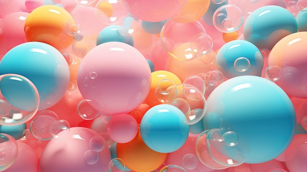 Soap balls in pastel colors Generative AI