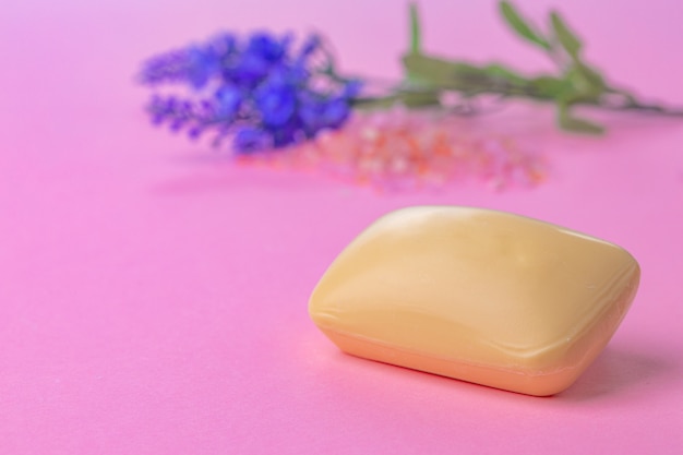 soap bar with flower on punk background