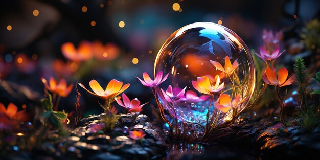 Photo soap bubble bursting captured in exquisite detail