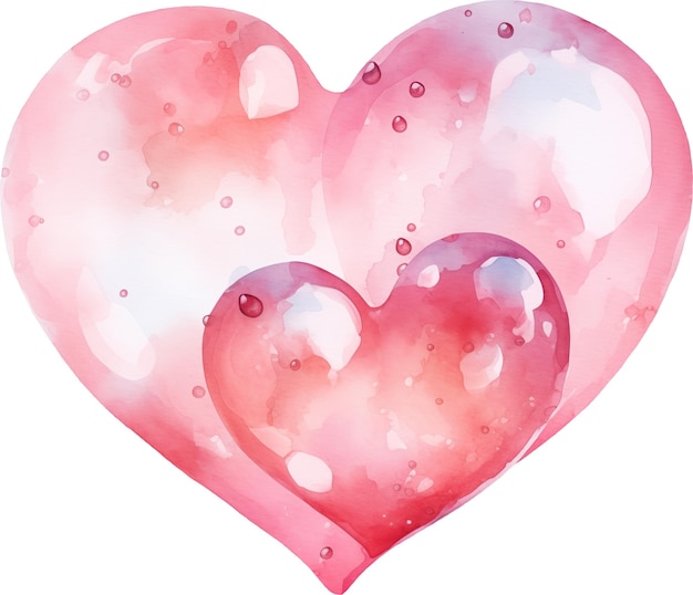 Soap bubble heart watercolour illustration