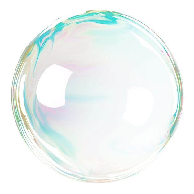 Soap bubble isolated on a transparent background closeup flying soap bubble in png format colorful