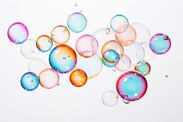 Soap bubbles against a white surface