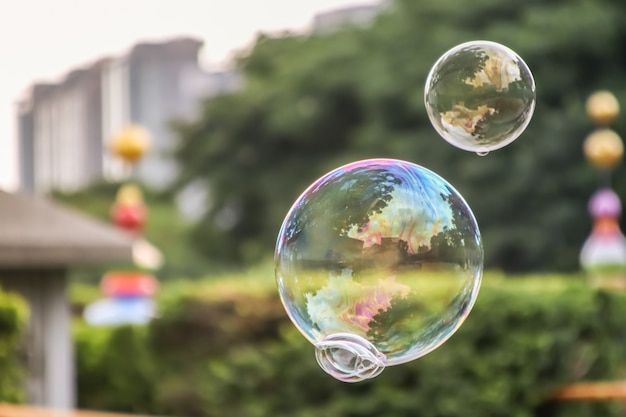 Foto bolle di sapone come sfocatura dello sfondo