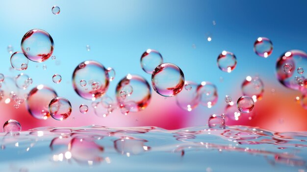 Soap bubbles on a background of brightly colored unfocused colors