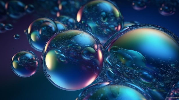 Soap bubbles floating in the air Generative ai