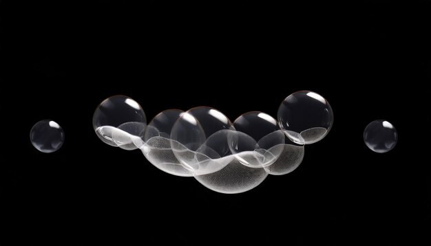 Foto spuma di bolle di sapone isolata su sfondo nero
