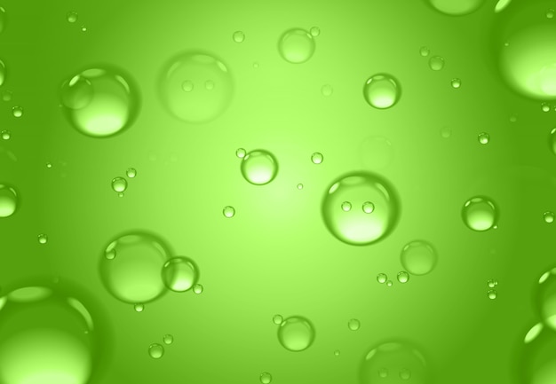 Photo soap bubbles on green background, abstract background.