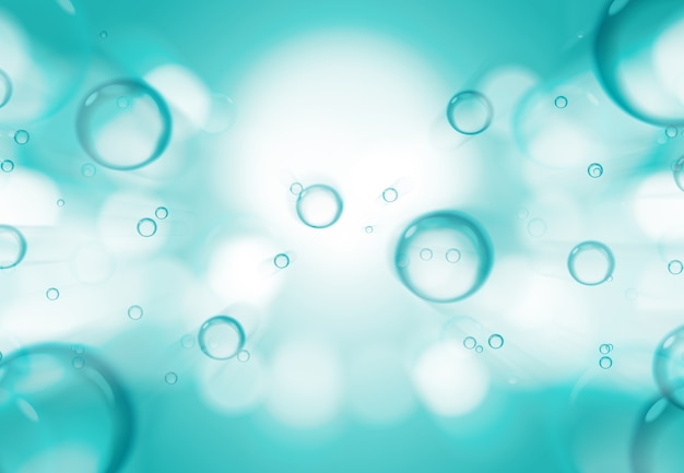 Фото Мыльные пузыри на зеленом фоне, абстрактный фон.