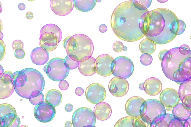 Soap bubbles overlay white background