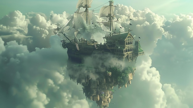 Photo soar through the skies with this majestic airship a marvel of engineering and imagination