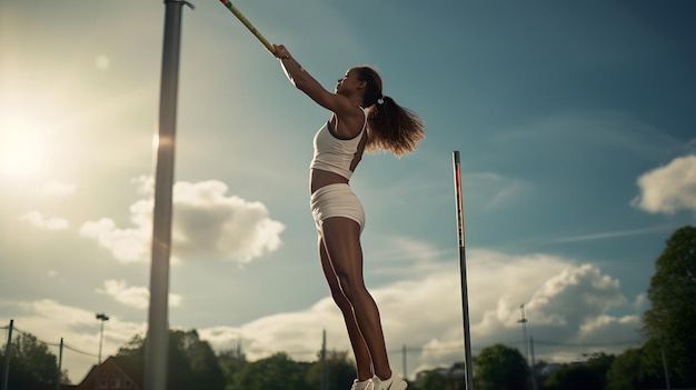 Soaring to New Heights A Female High Jumper Defies Gravity in a Fierce Competition