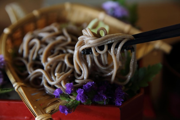 Soba noodle , Cold soba noodle japanese sauce , Japanese food