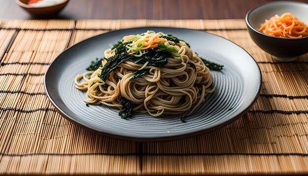 Photo soba noodles with dried seaweed