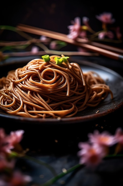 A Soba with blur background