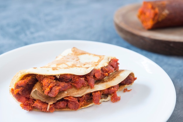 Sobrasada and crepe typical mallorca