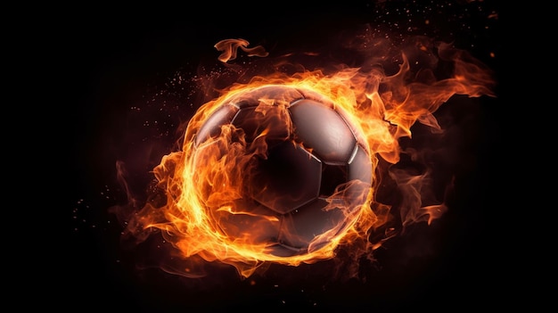 Soccer ball in action The ball travels with lightning speed and glowing orange flame effects