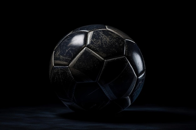 Soccer ball on black background Generative AI