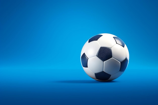 A soccer ball on a blue background Generative Ai