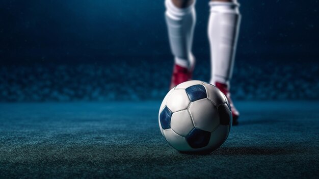 A soccer ball on a blue background