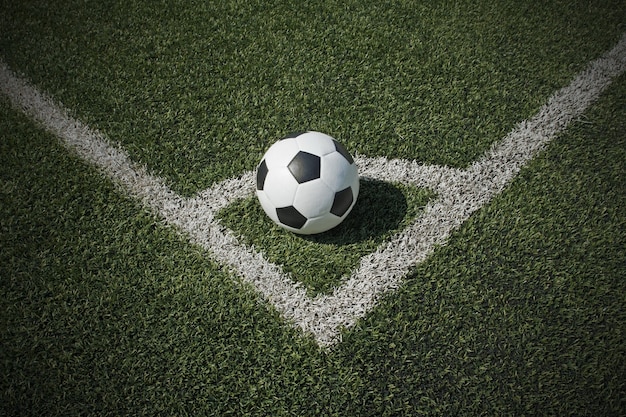 Soccer ball on the corner field