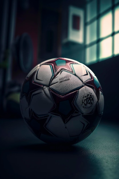 Soccer ball on dark background AI Generated