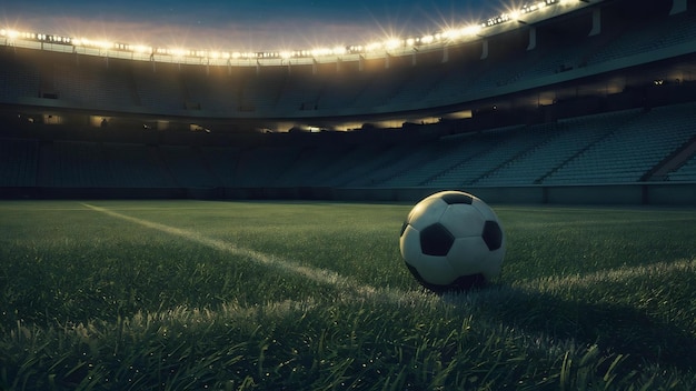 Футбольный мяч на пустом стадионе