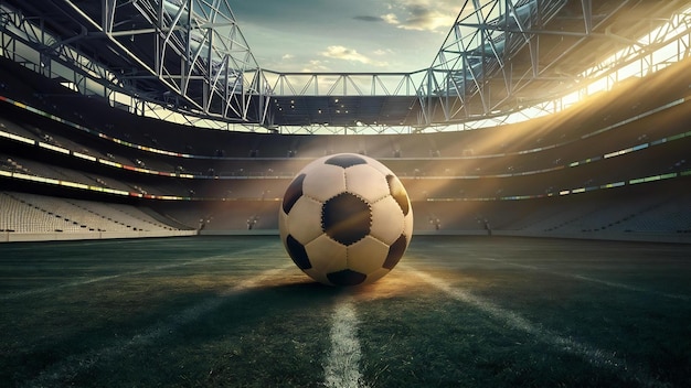 Soccer ball on empty stadium