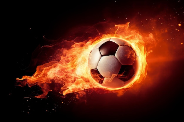 Soccer ball fire flame Generate Ai