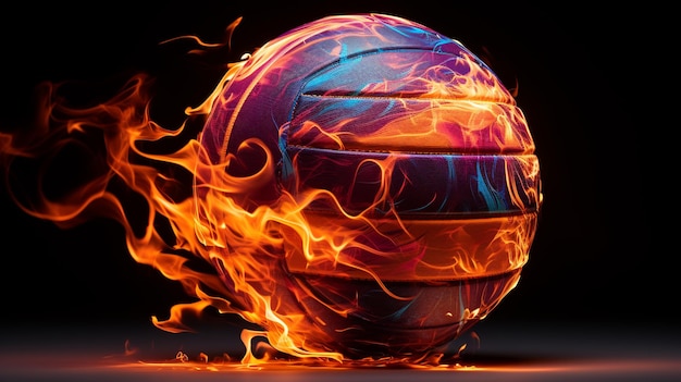 Photo soccer ball on fire hd 8k wallpaper stock photographic image