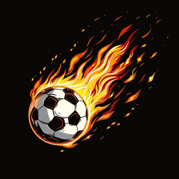 Photo soccer ball on fire isolated on black background