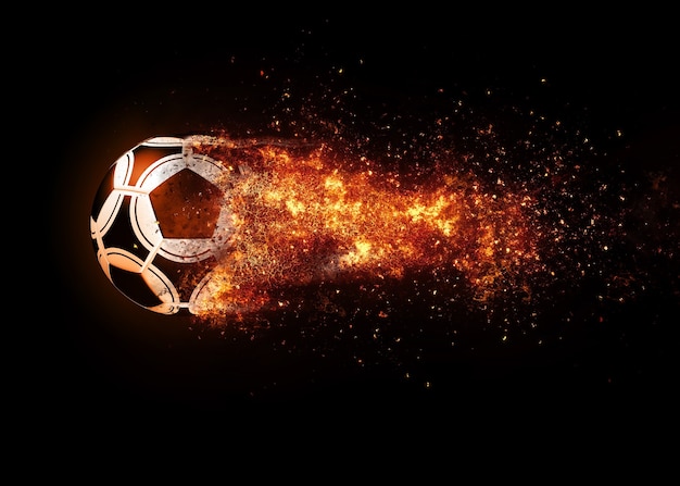 Soccer ball and fire trace