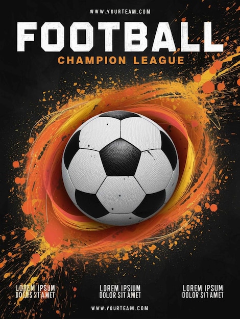 a soccer ball on a fire with the words football league on it