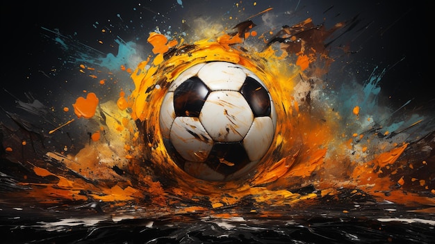 a soccer ball in flames with a soccer ball in the middle of it