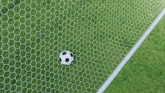 Soccer ball flew into the goal.